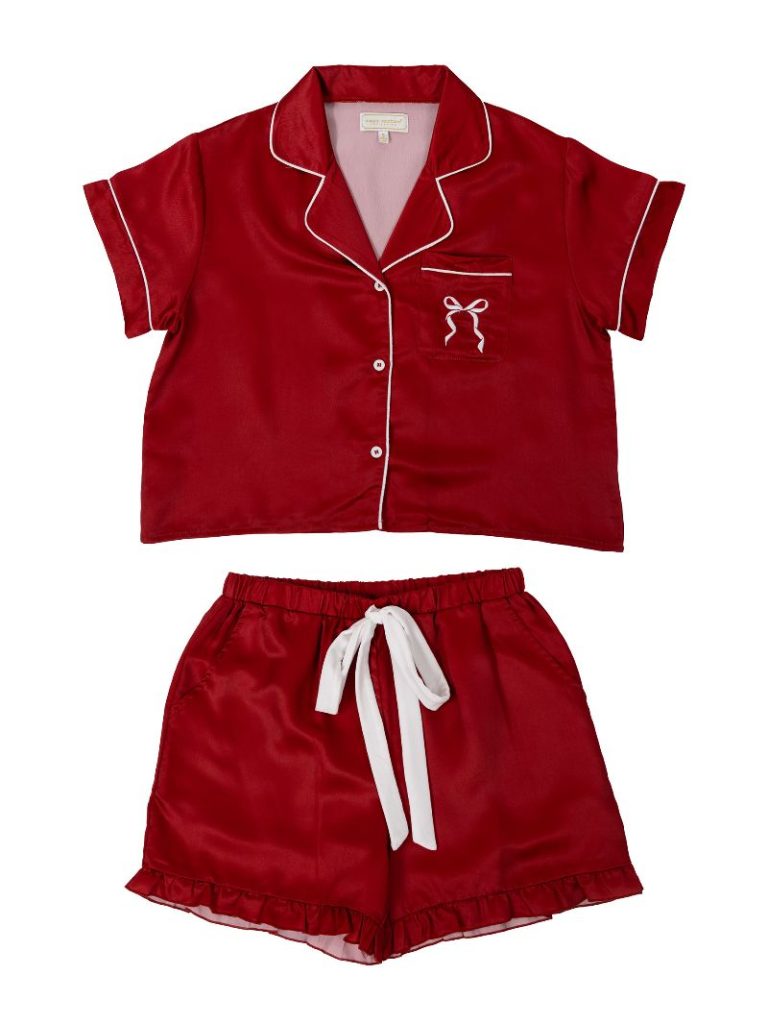 Simply Southern Red and Bow Holiday Short Pajama Set