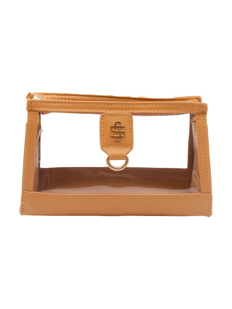 Simply Southern Coco Leather and Clear Clutch Bag(Strap included)