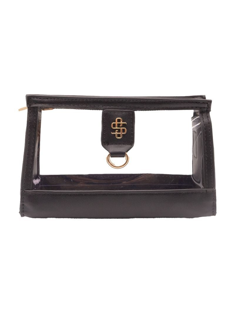 Simply Southern Black Leather and Clear Clutch Bag(Strap included)