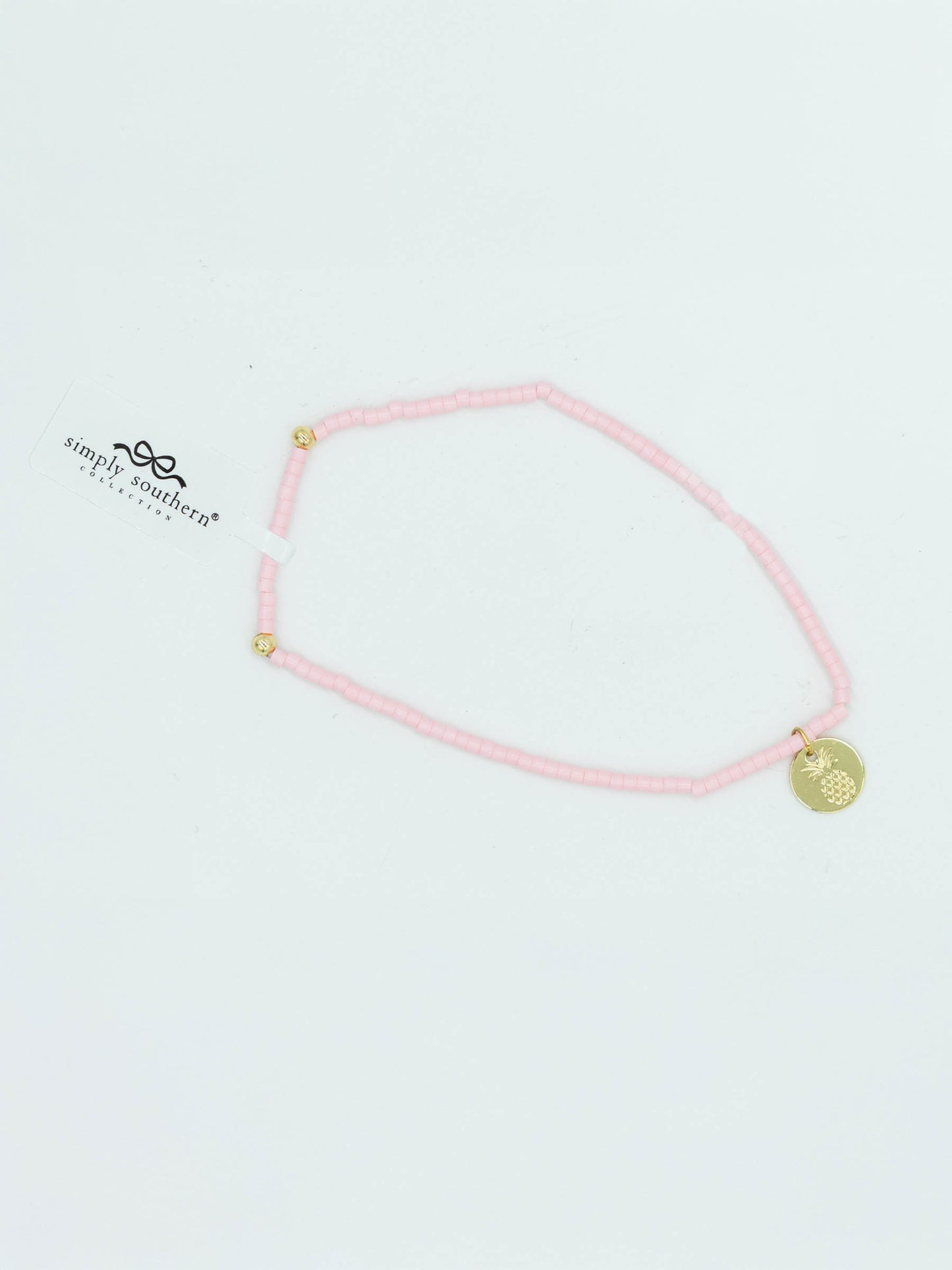 Simply Southern Pale Pink & Gold Beaded Bracelet