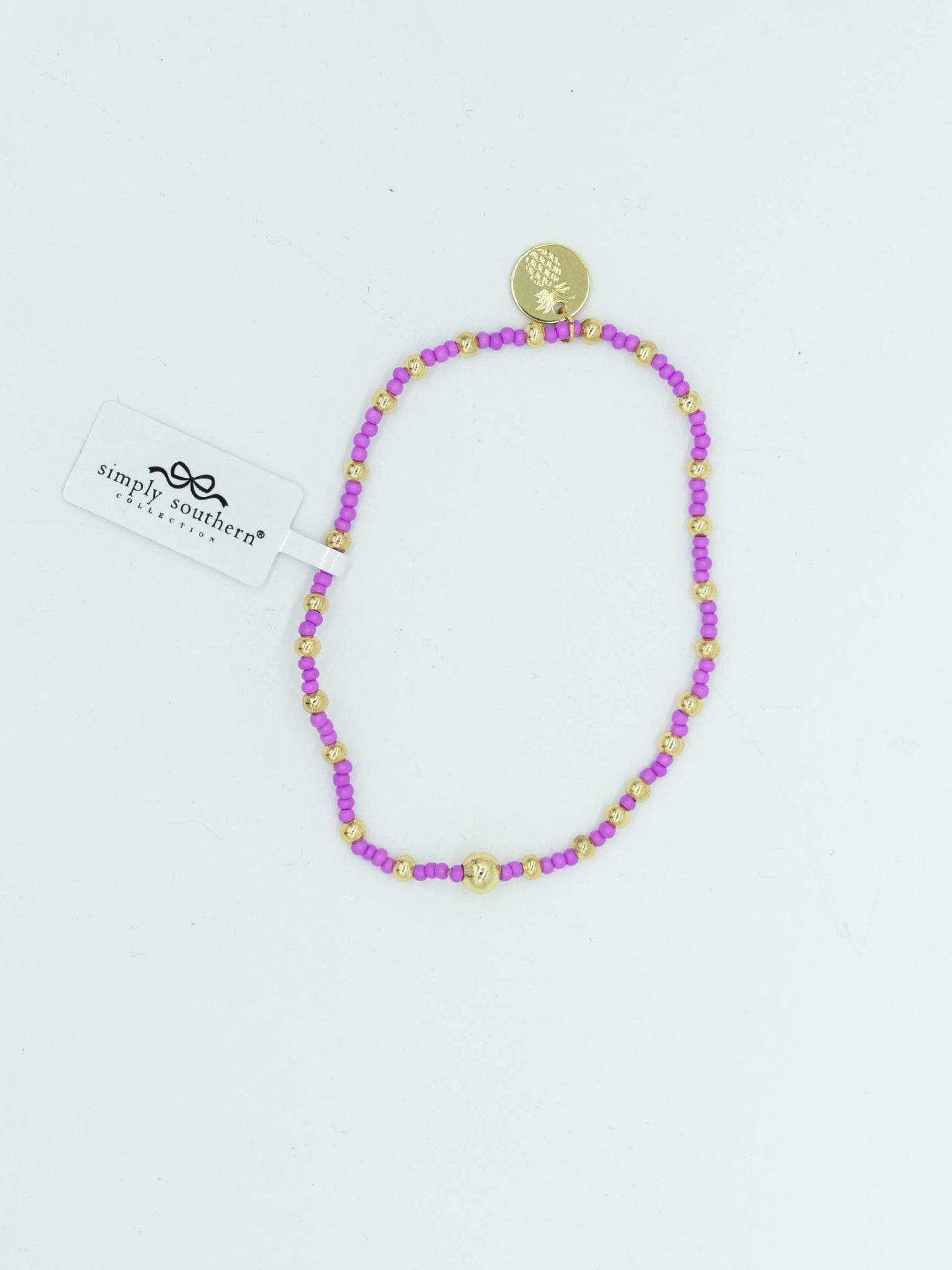 Simply Southern Purple & Gold Beaded Bracelet