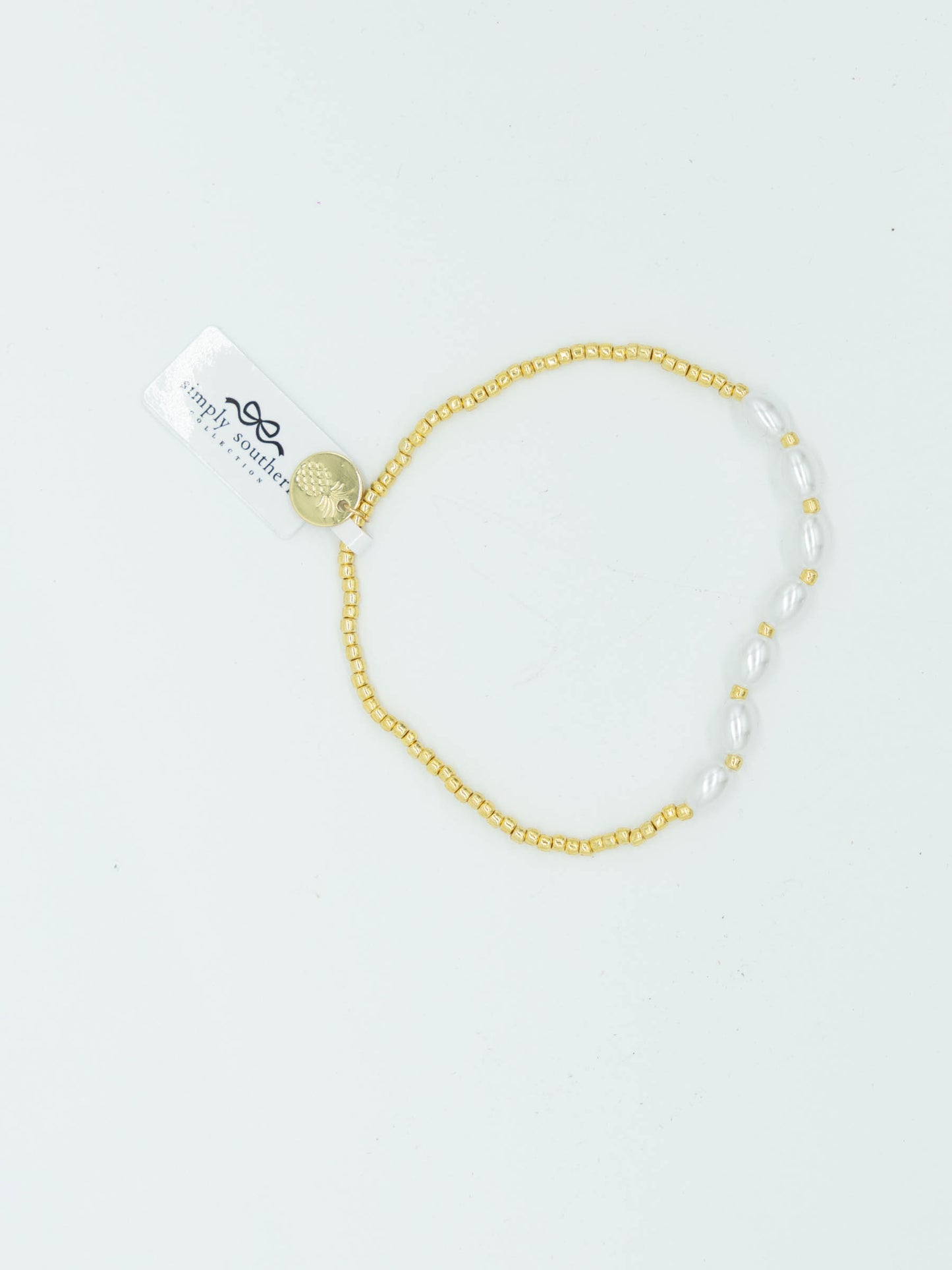 Simply Southern Gold Seven Tiered Pearl Bracelet