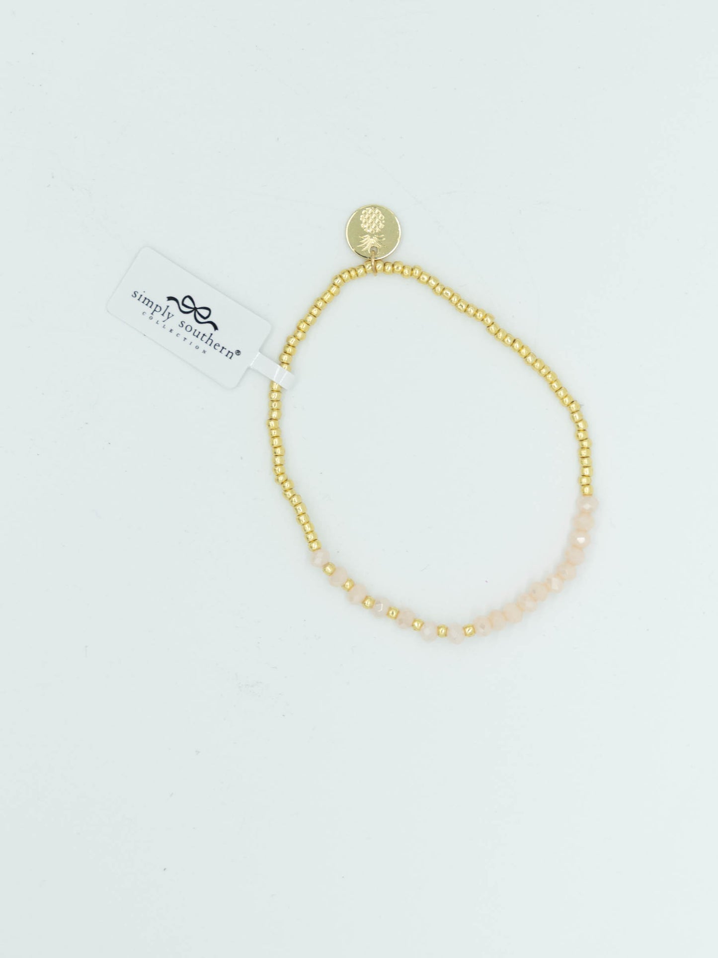 Simply Southern Gold & Cream Crystal Small Bead Bracelet