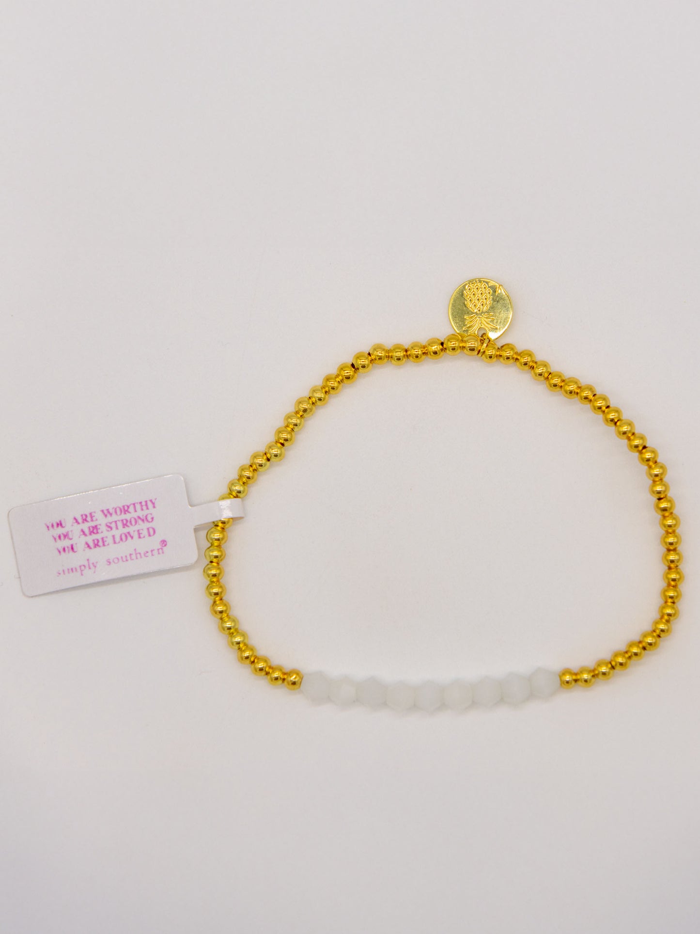 Simply Southern Clear Crystal and Gold Bead Bracelet