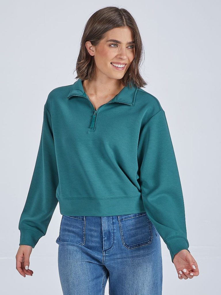 Simply Southern QuarterZip in Jade