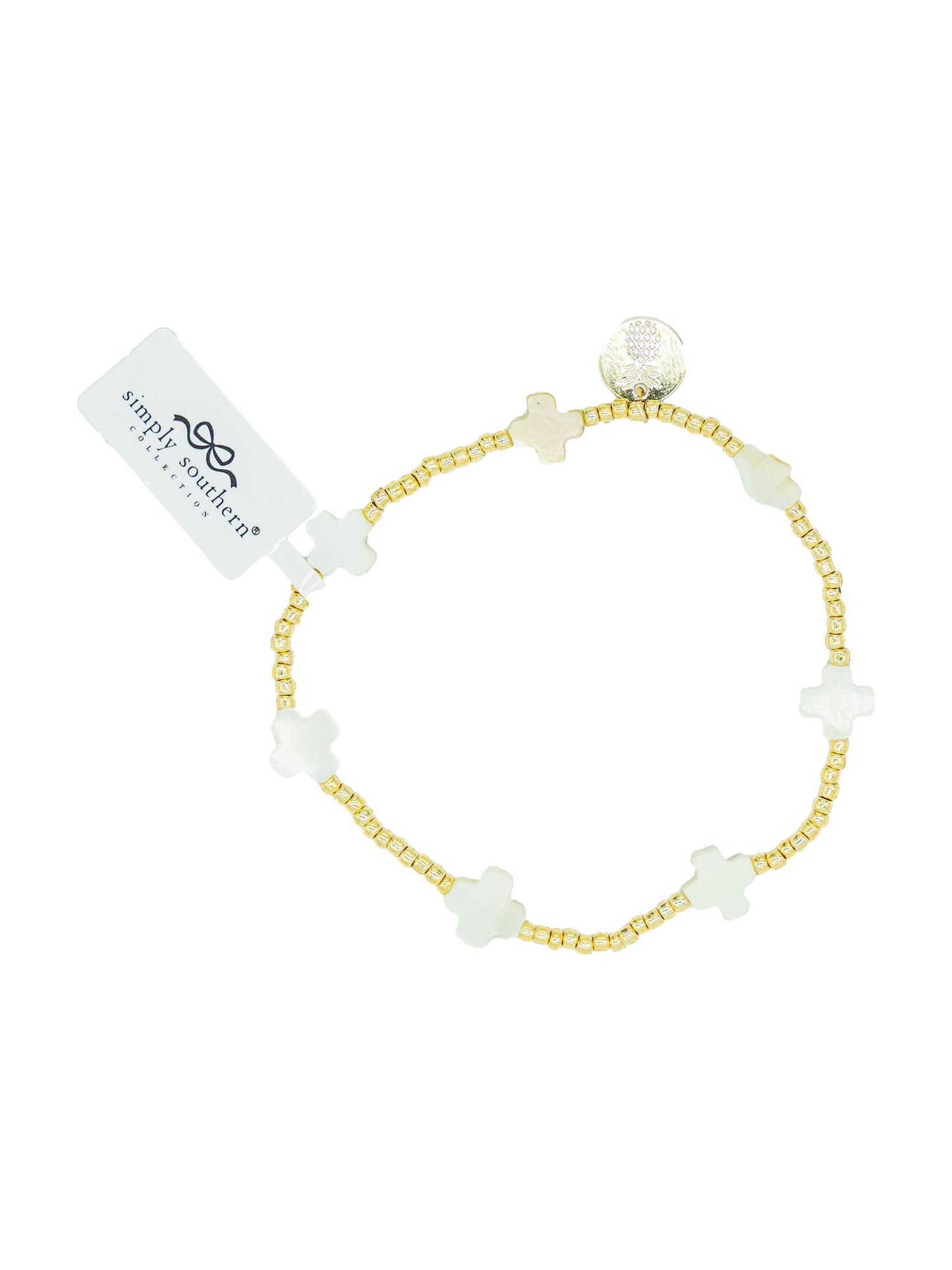 Simply Southern White Faith Gold Beaded Bracelet