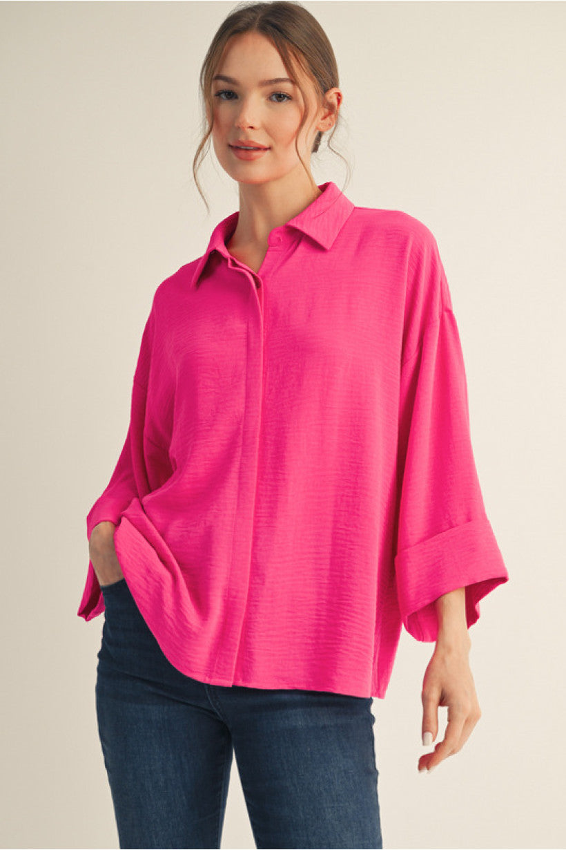 The Bella Hot Pink Textured Solid Top