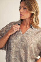 pearl snakeskin print top