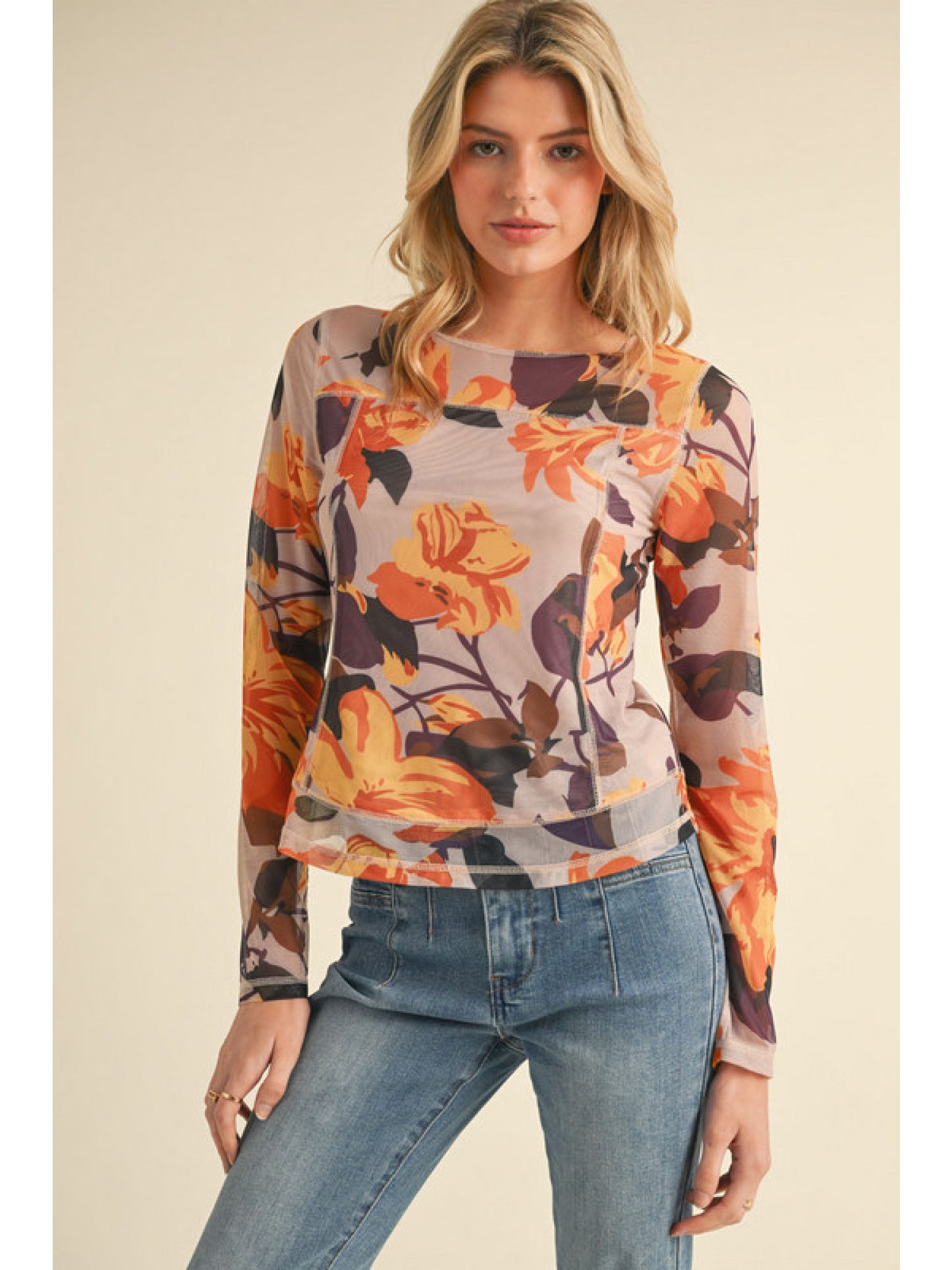 Jodifl Floral Mesh Top
