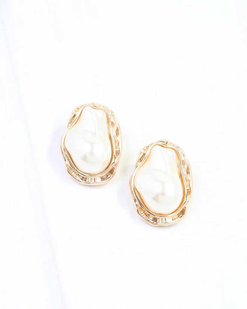Carmela Baroque Pearl Post Earring Gold