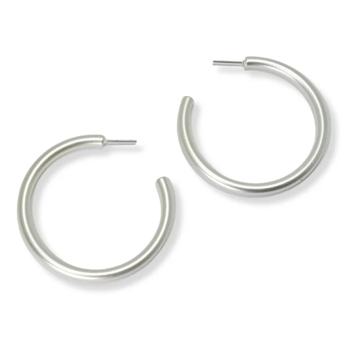Silver Round Hoop Earrings