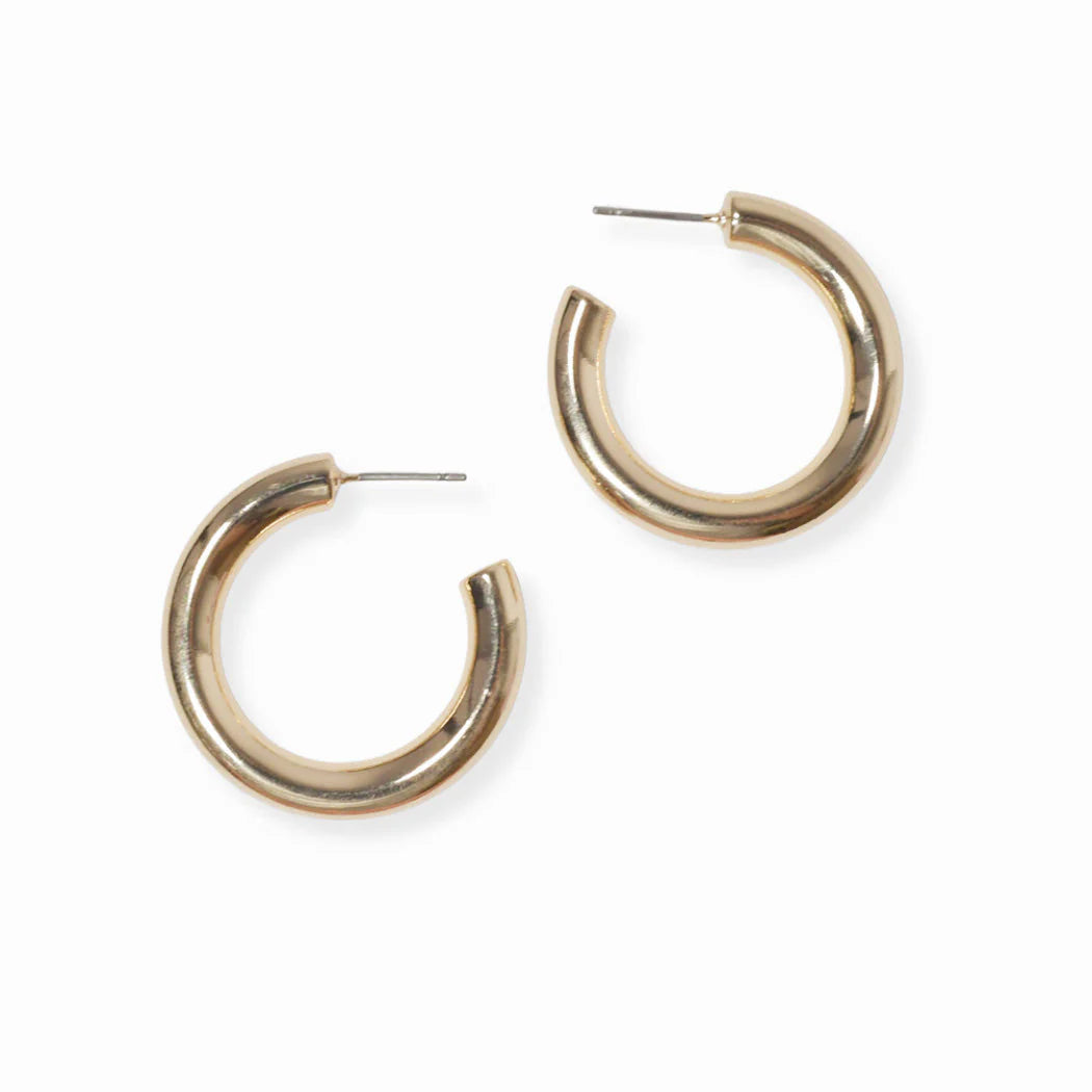 Gold 30mm Round Hoop Earrings