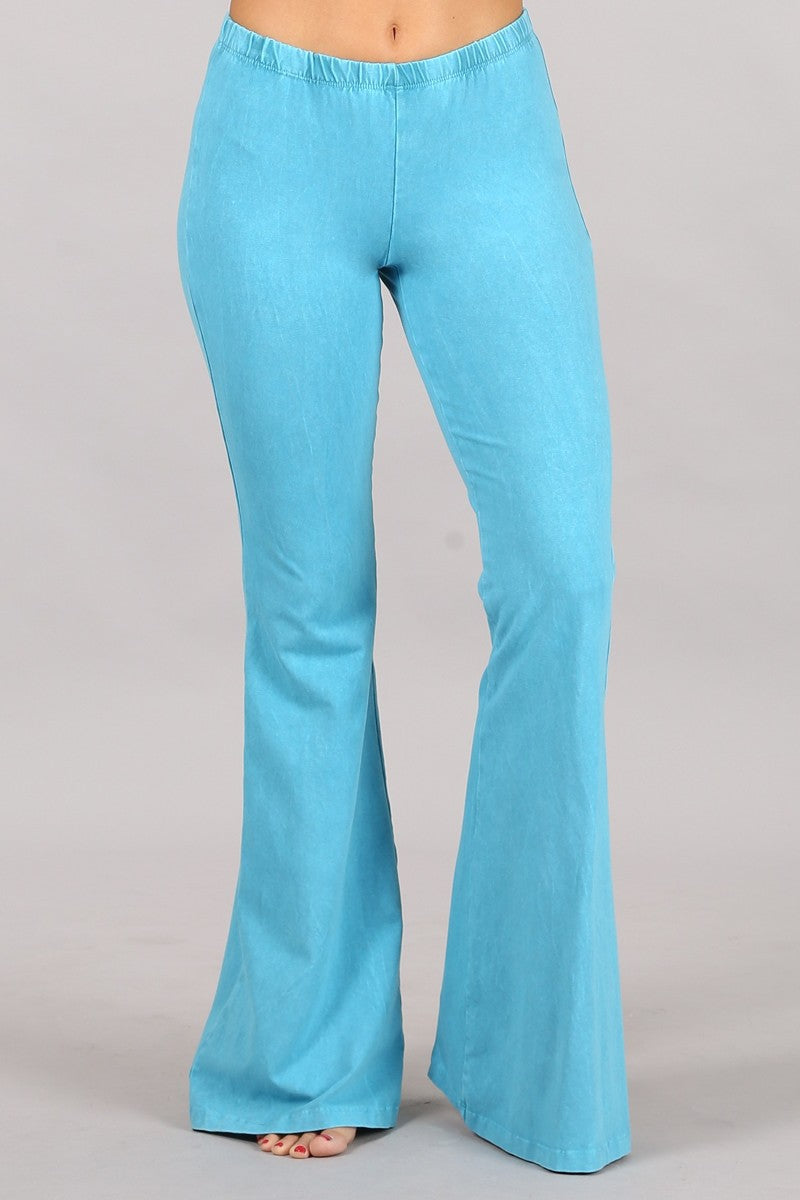 Stretch Mineral Wash Bell Bottom Flares