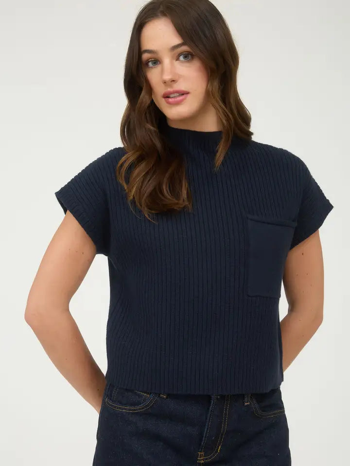 The Pepper Navy Mock Neck Sweater