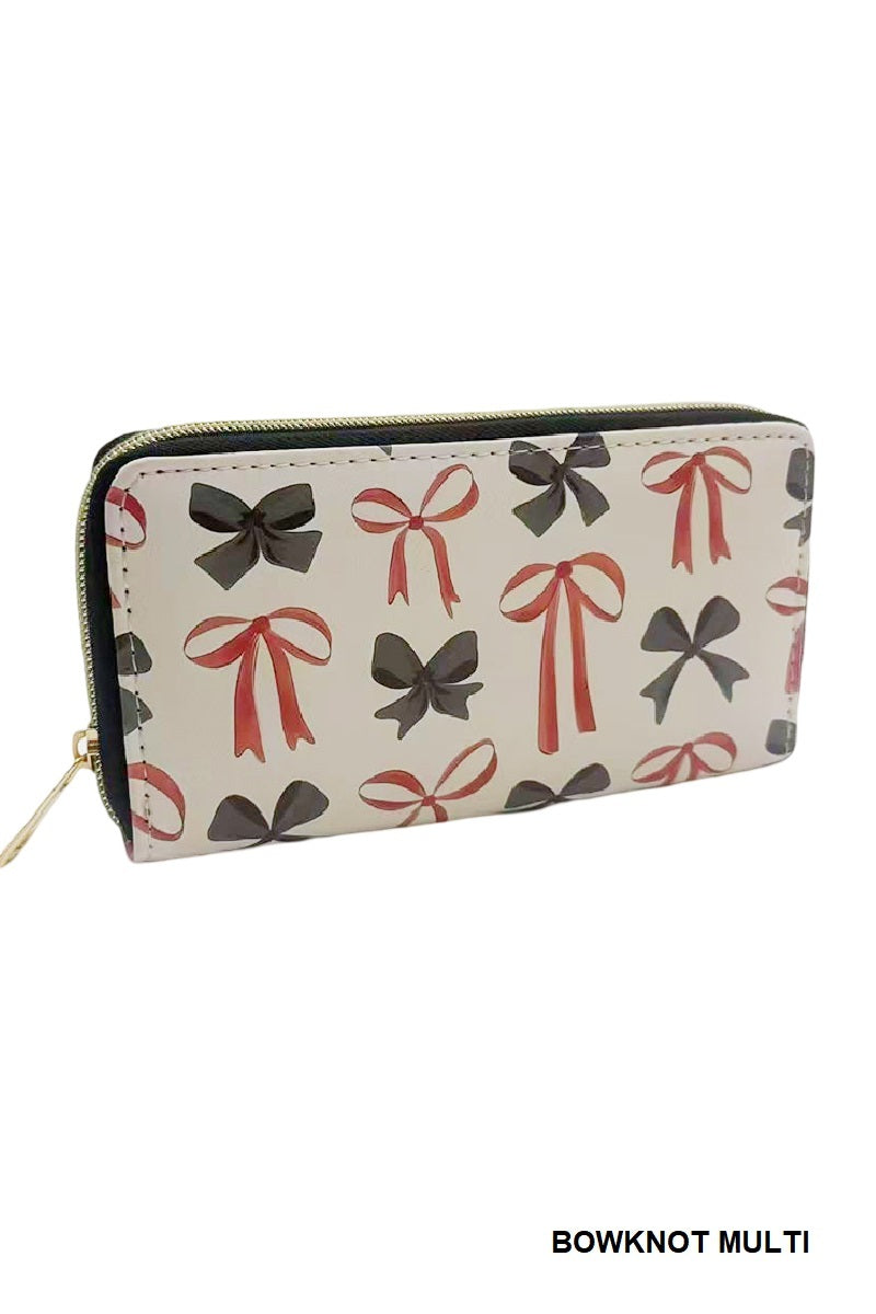 Zenana Trendy bow ribbon vegan leather long wallet