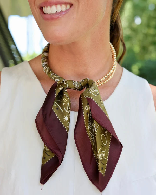 Laya Beaded Scarf Collar Necklace Olive