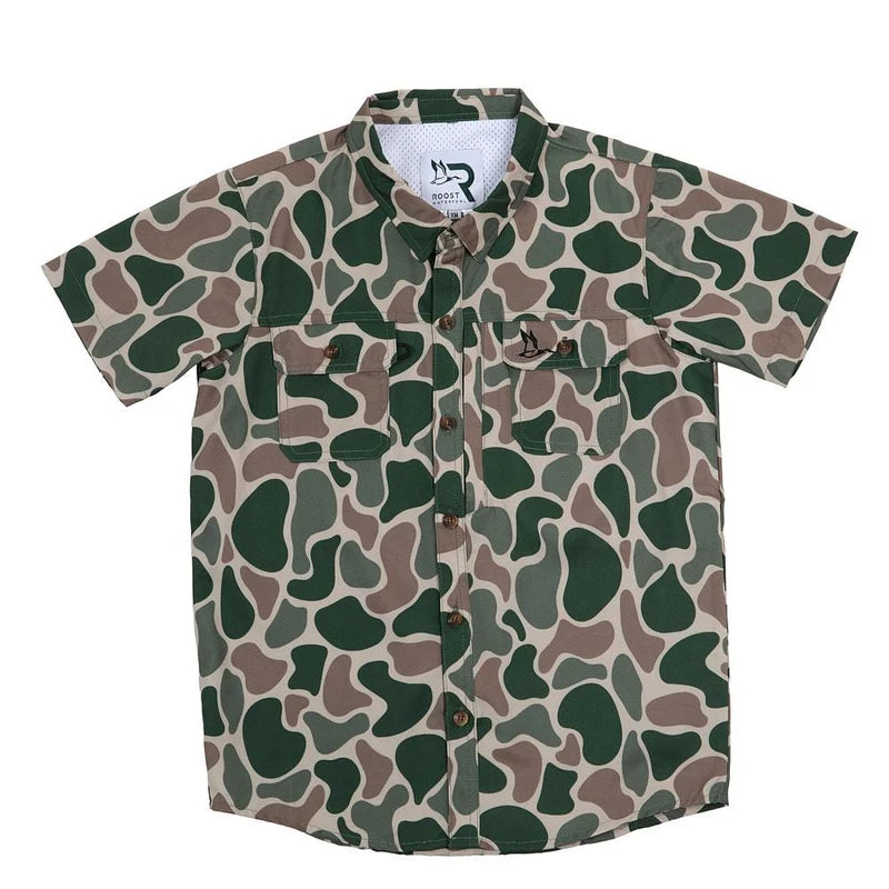 Roost Camo Plus Size SS Button Down