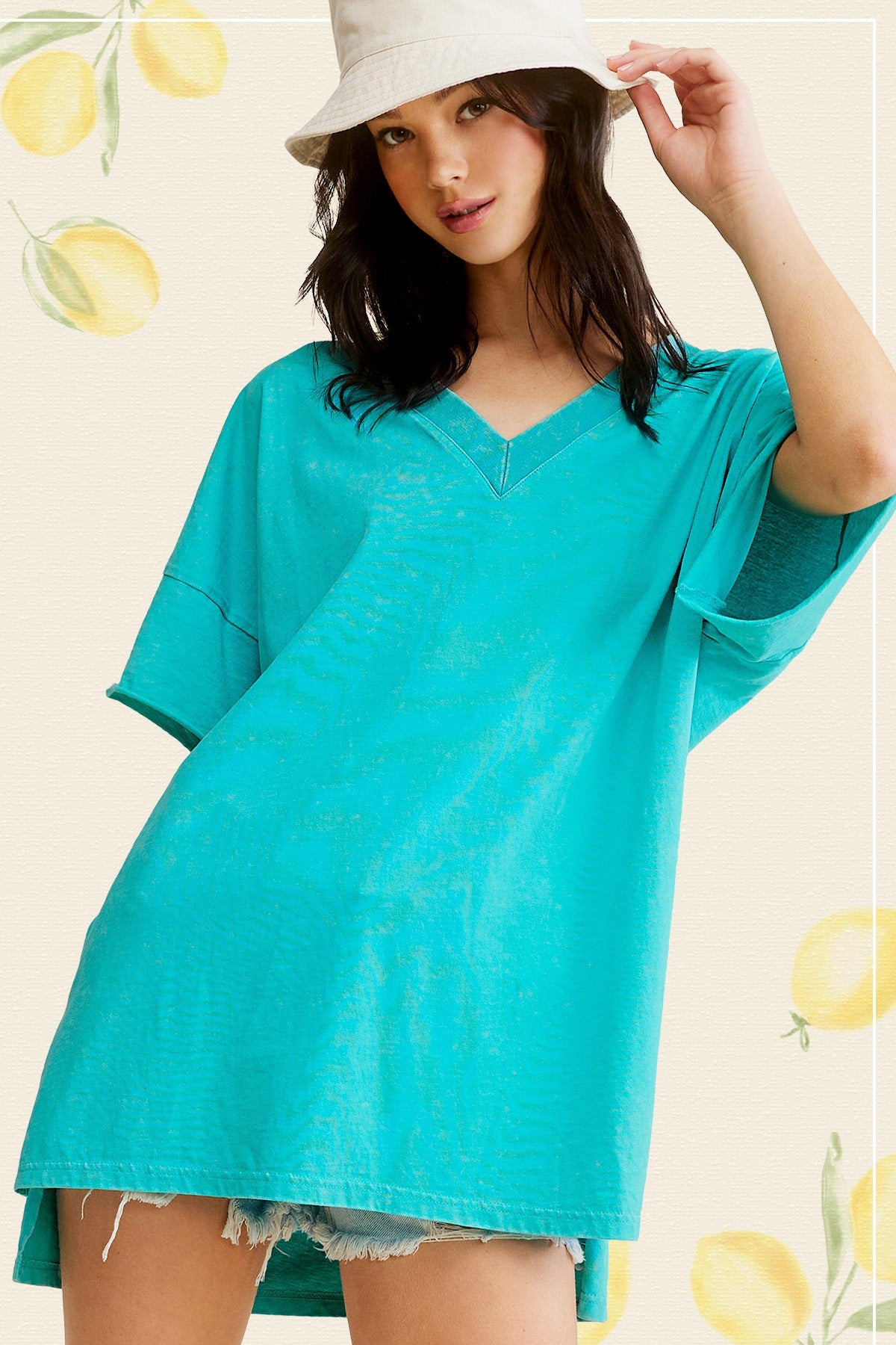 The sierra Aqua Mineral Washed Oversized Top
