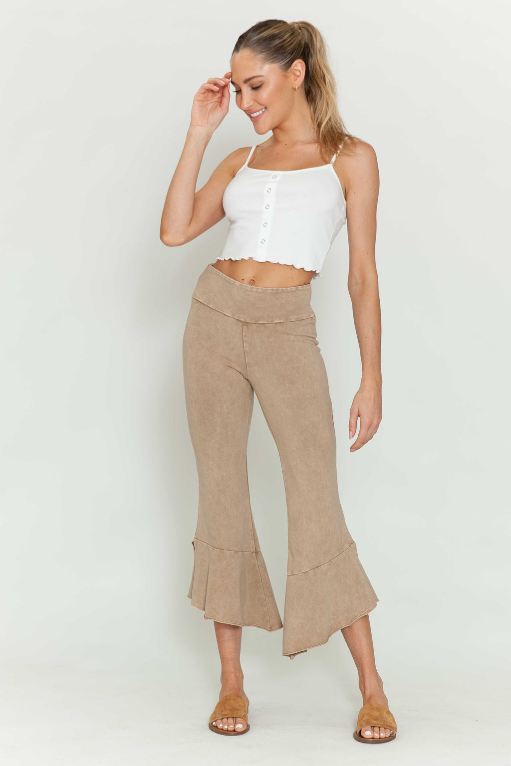 Mineral Wash Cropped Stretch Pants