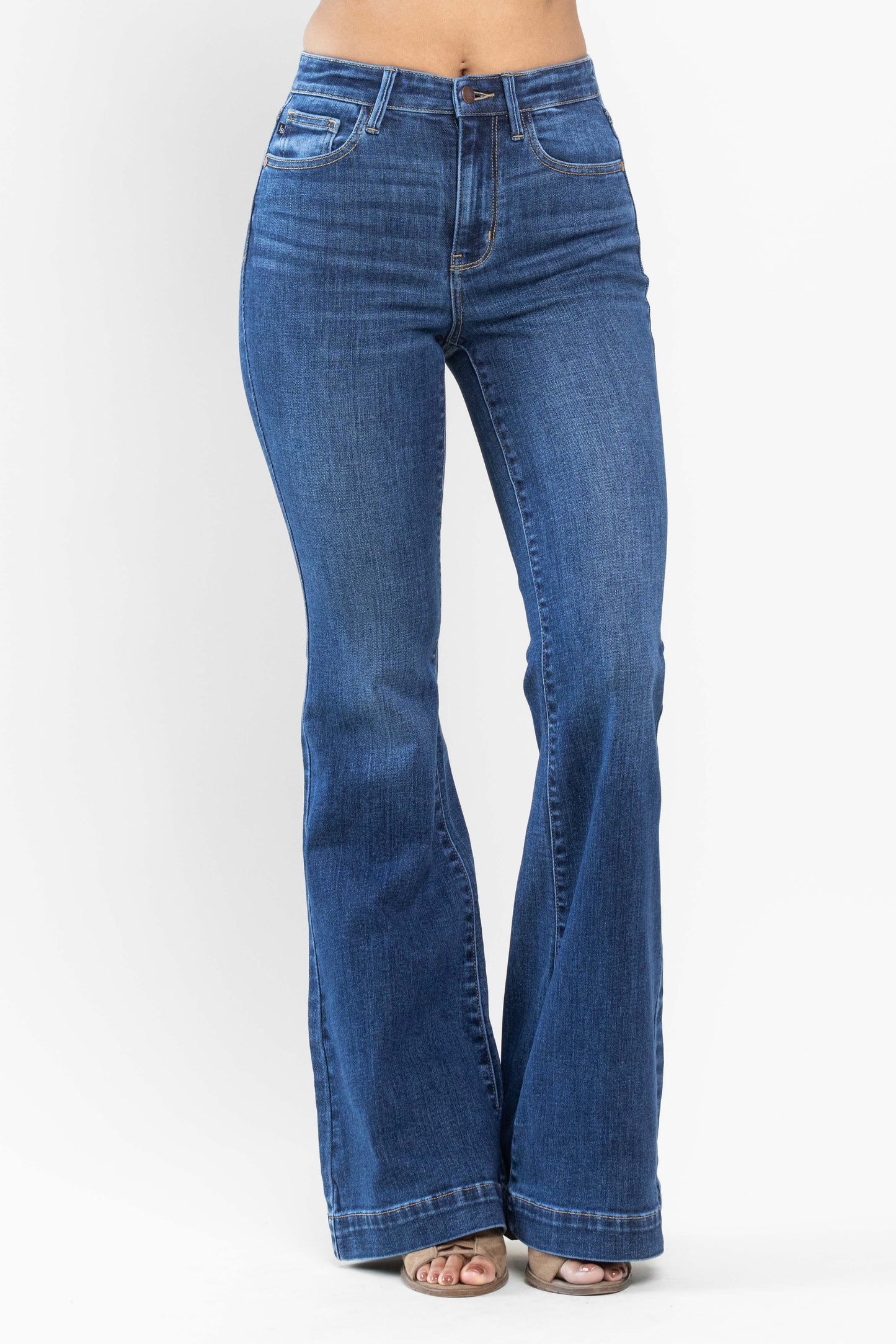 Judy Blue Medium Denim Wide Hem Flares