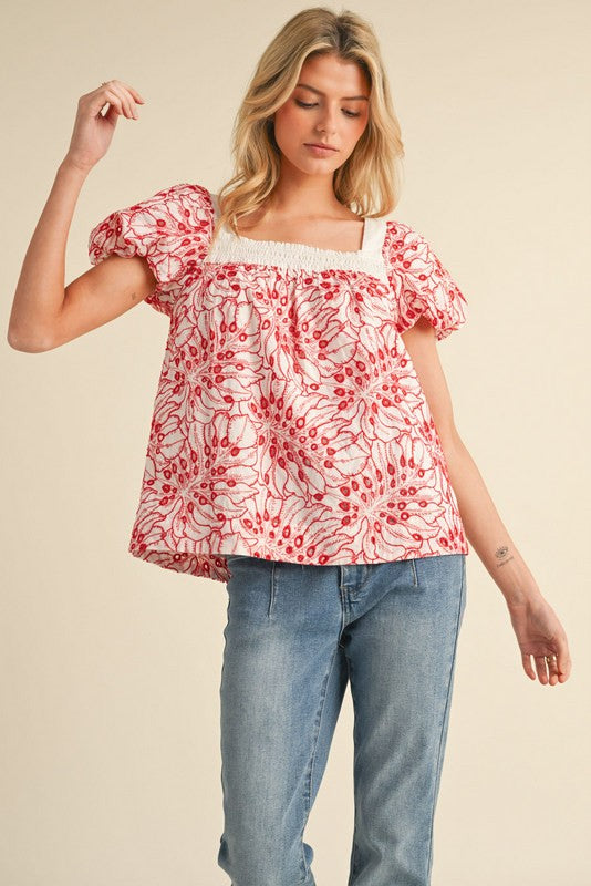 The Joni Embroider Print Top
