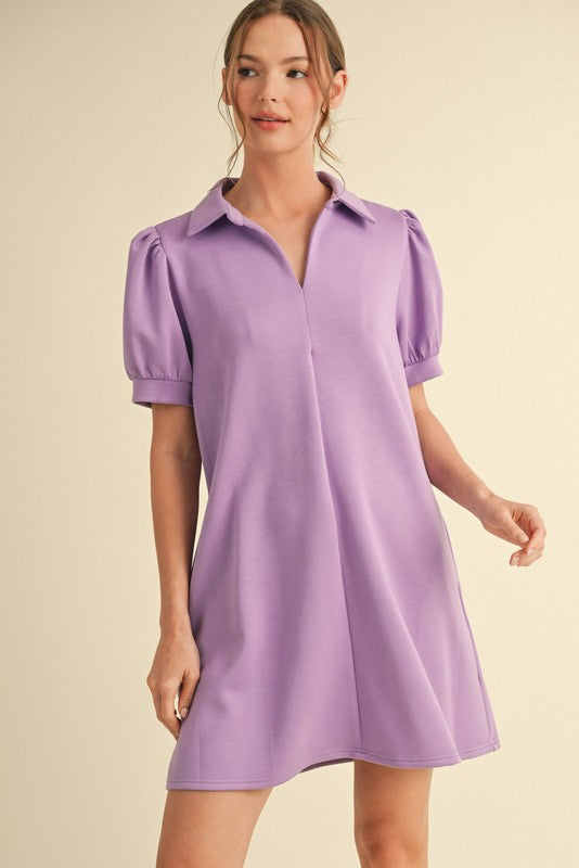 Jacie Lavender Collar Dress With Pockets
