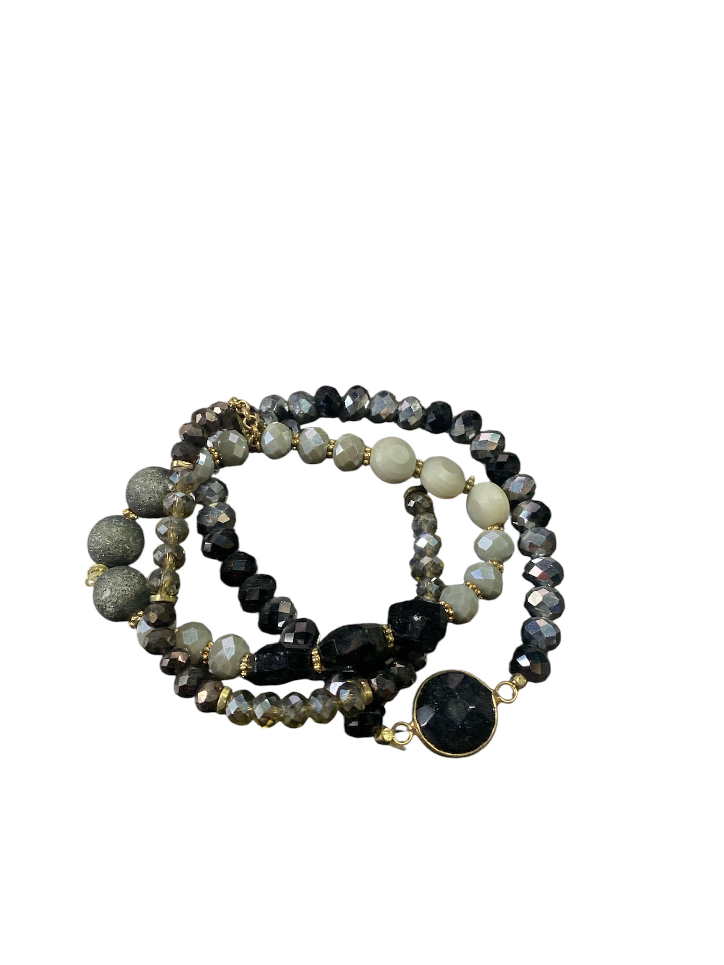 Grey/Black Mix Beaded Bracelet Set