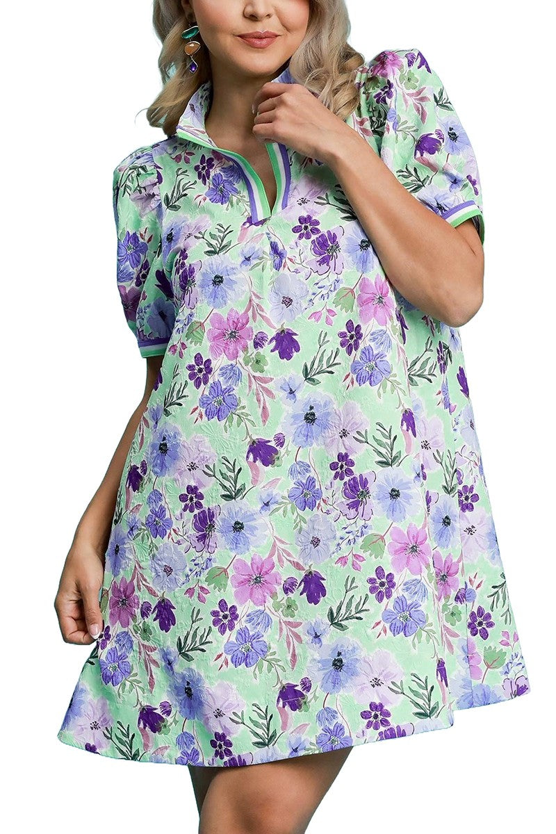 The Katrina Plus Floral Print High Neck Mini Dress