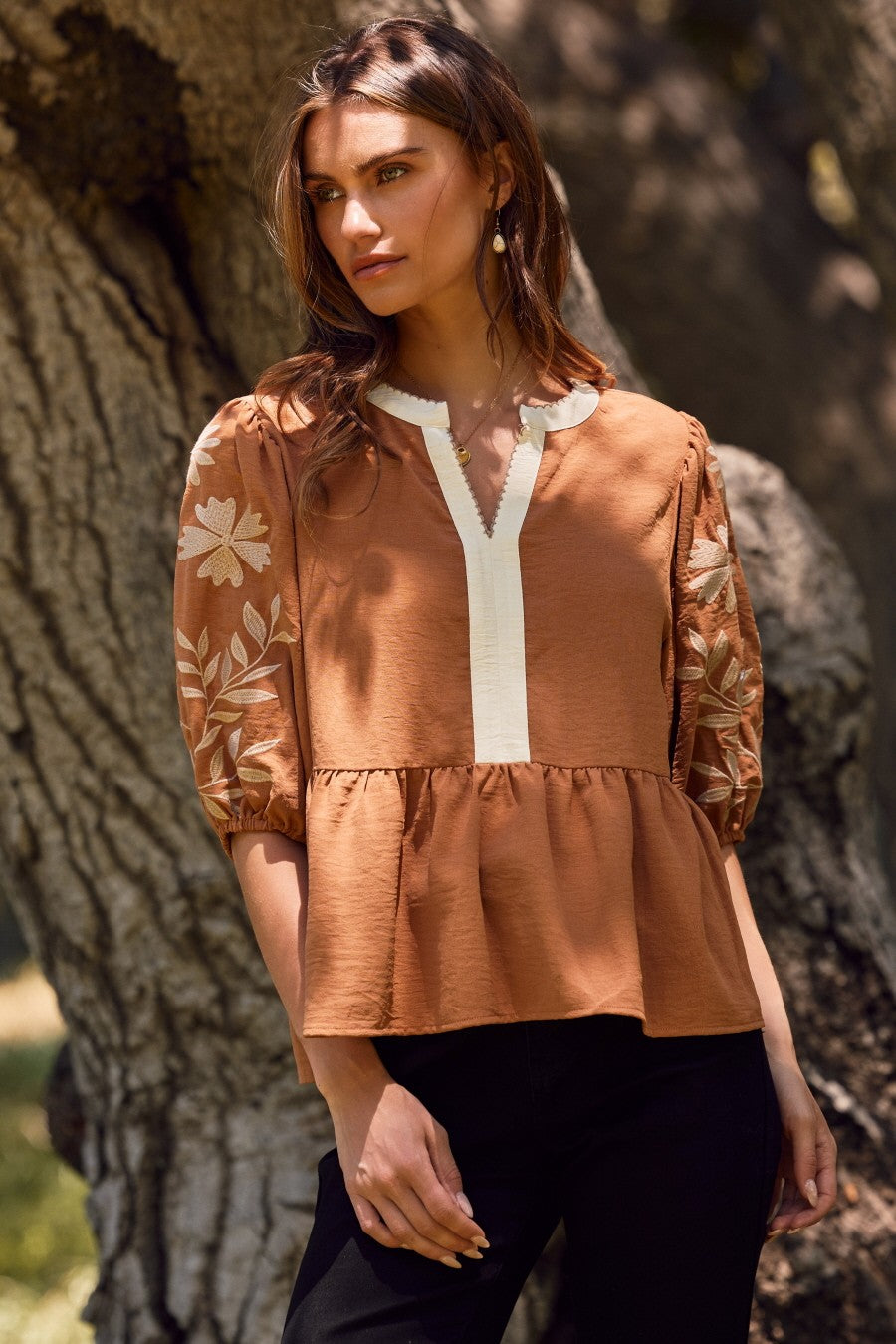 Solid Airflow Peplum Blouse