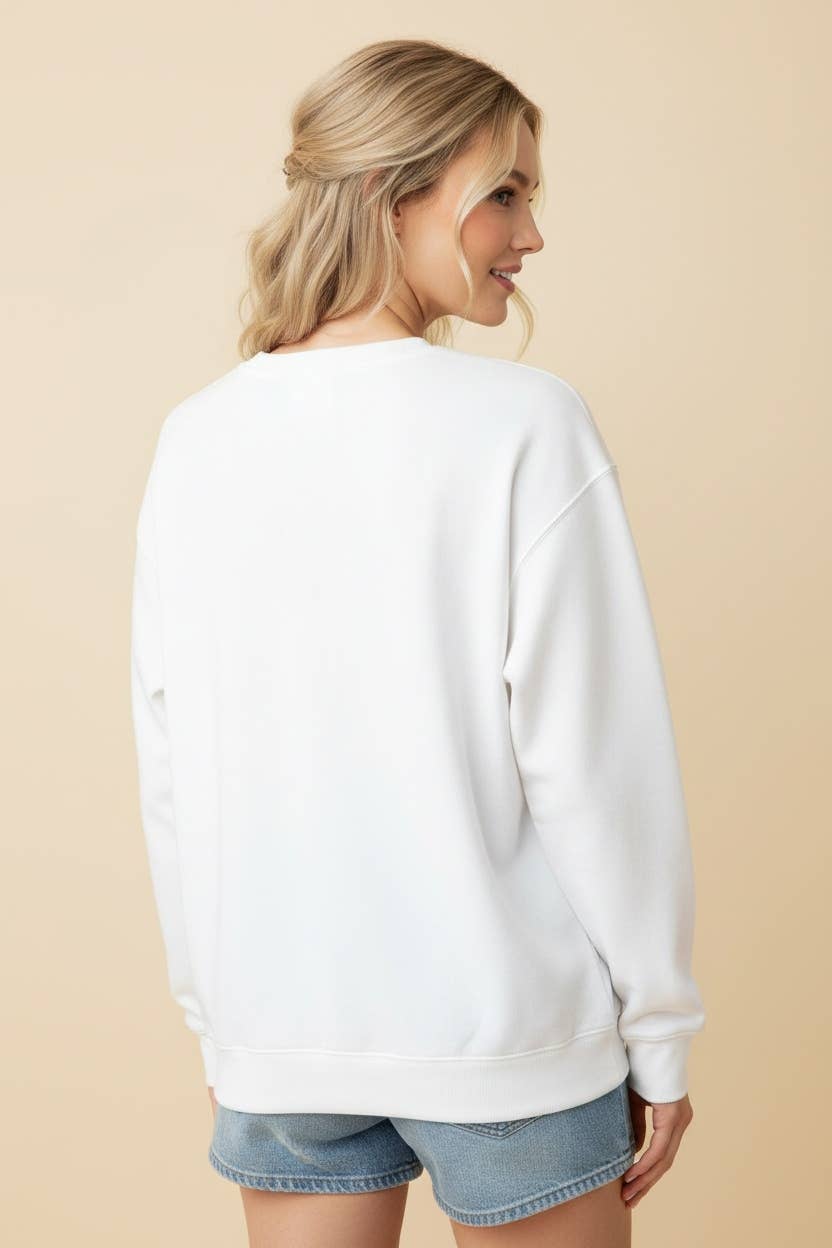 Polka Dot 3D Bow Front Crew Neck Sweatshirt