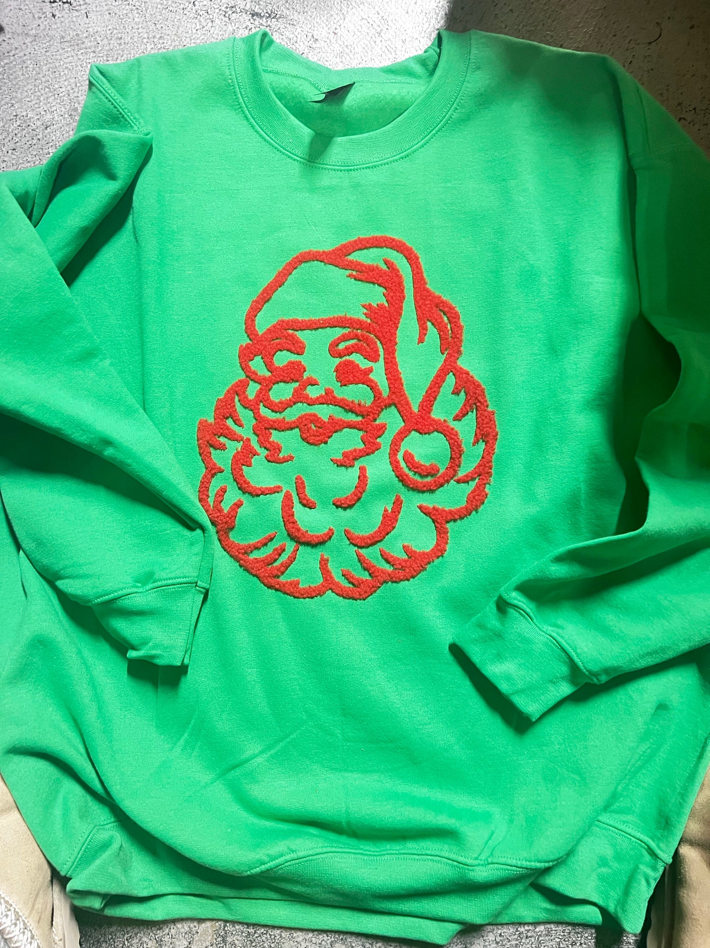 3 Kids & a Press Green Santa Sweatshirt