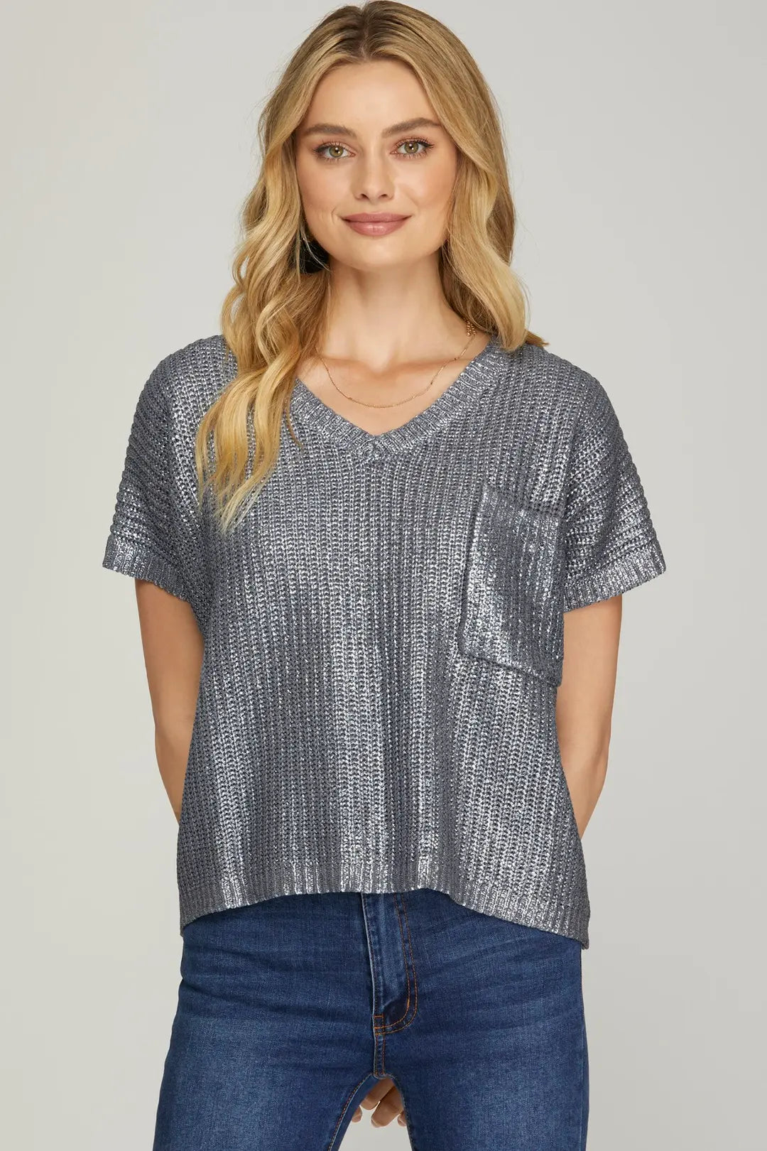 The Aria Metallic Sweater Top