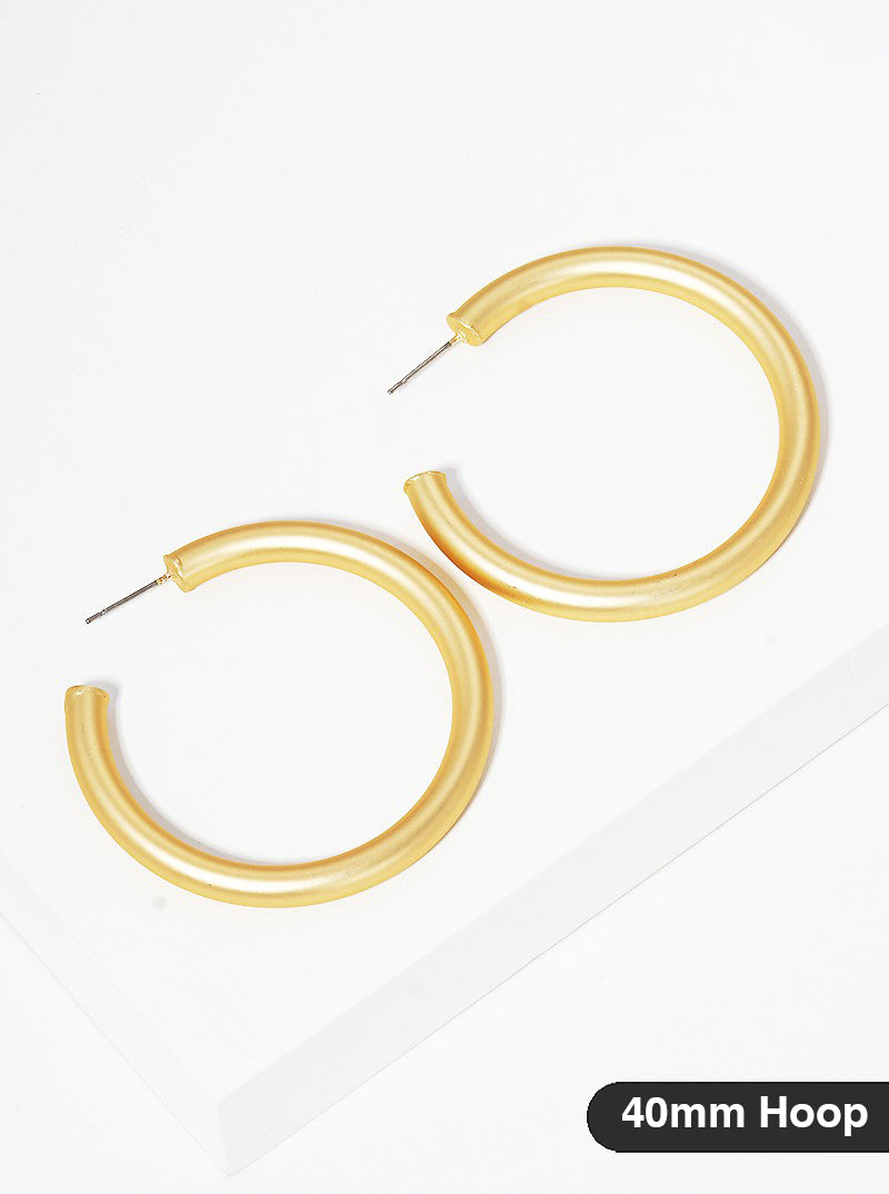 40mm Bold Brass Hollow Hoop Earrings