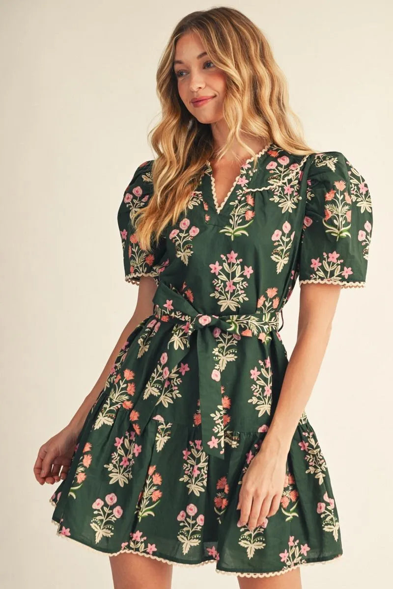 The Olivia Scallop Trim Floral Dress
