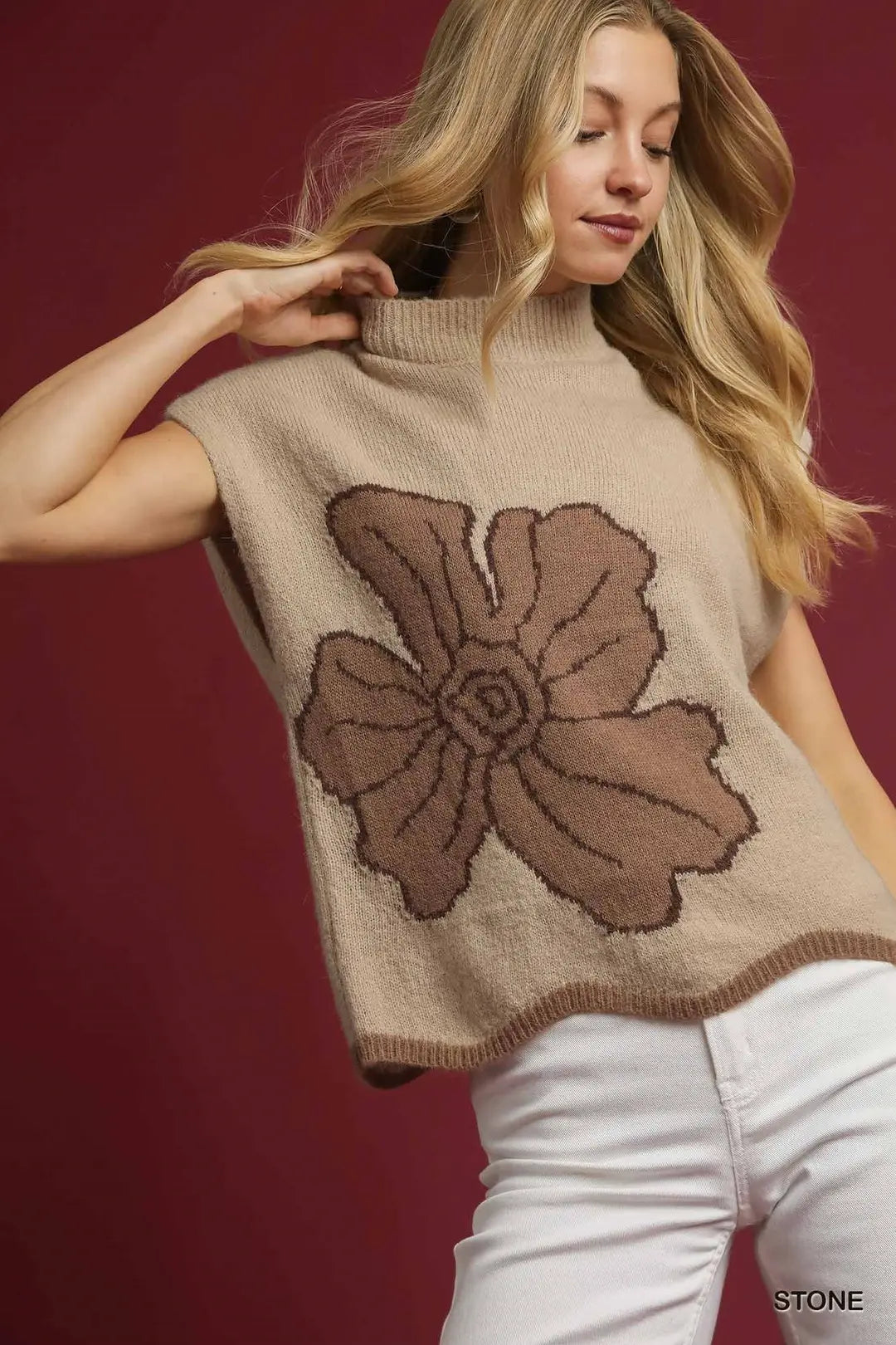 The Lora Floral Graphic Knit Sweater Vest
