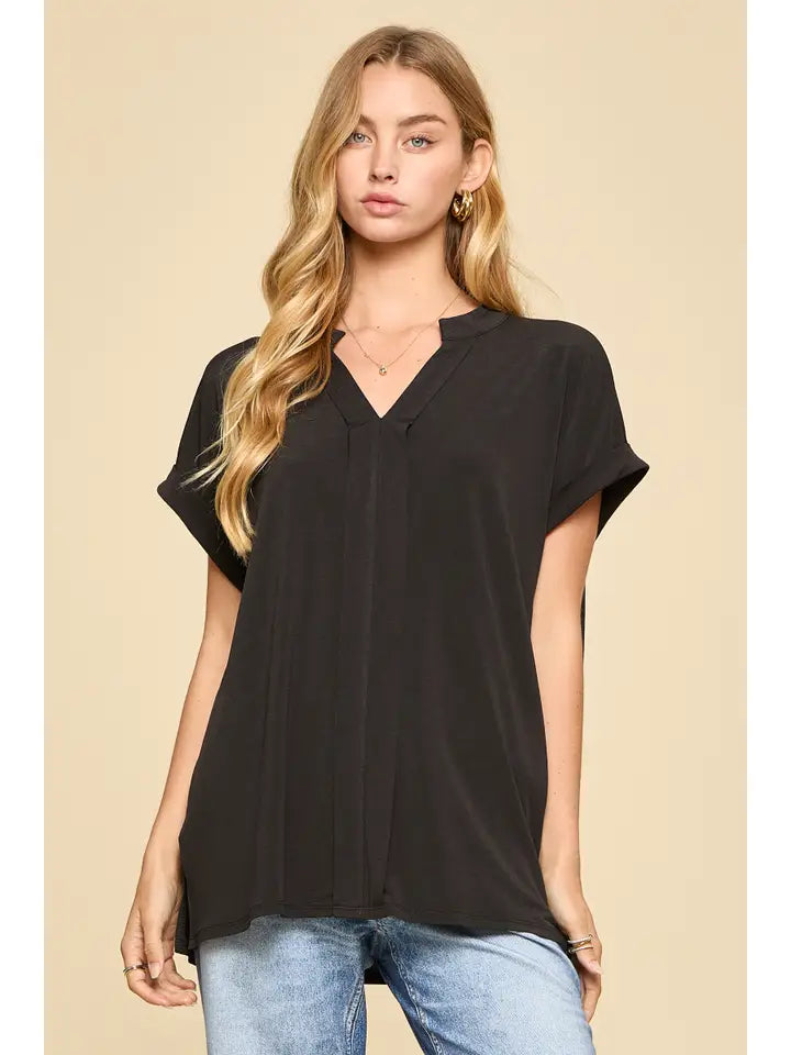 Wrinkle-Free Pleated Lizzy Blouse Black