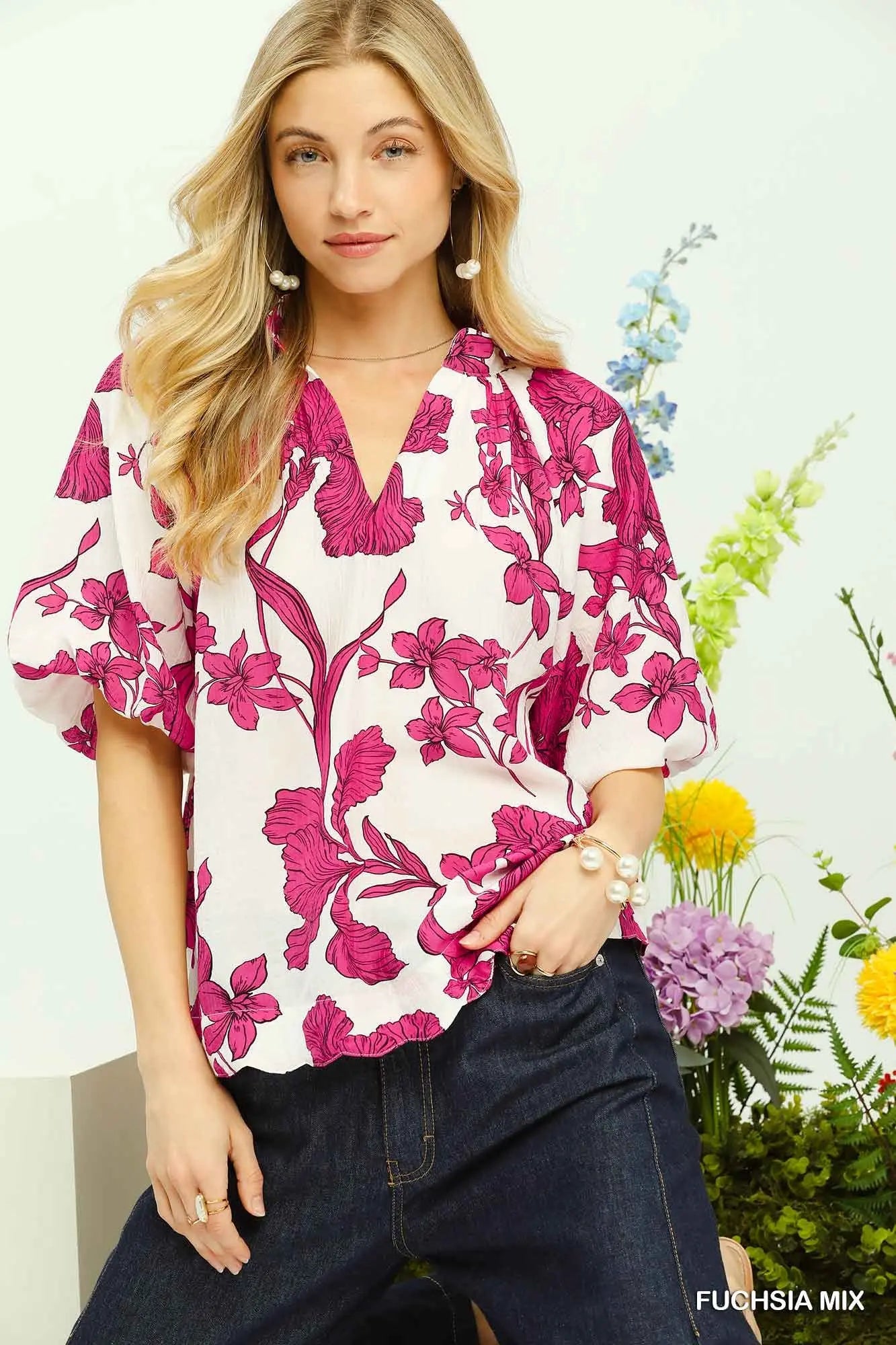 Savannah Blooms Puff Sleeve Top