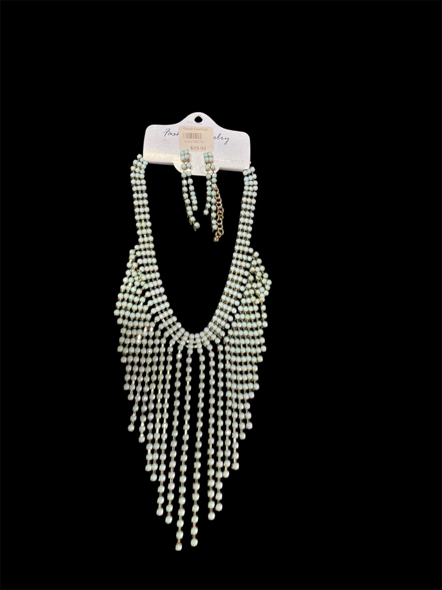 Good Feelings Waterfall Mint/Gold Necklace