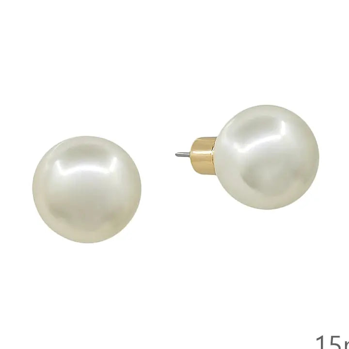 Water Resistant 14mm Pearl Stud Earring
