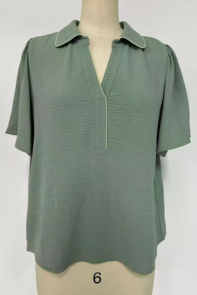 The Candy sage scalloped top