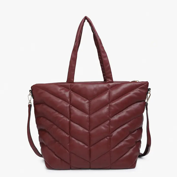 Jen&Co. Merlot Brinley Quilted Chevron Tote