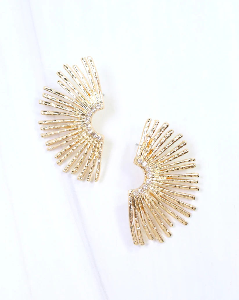 Amarie CZ Fan Post Earring Gold