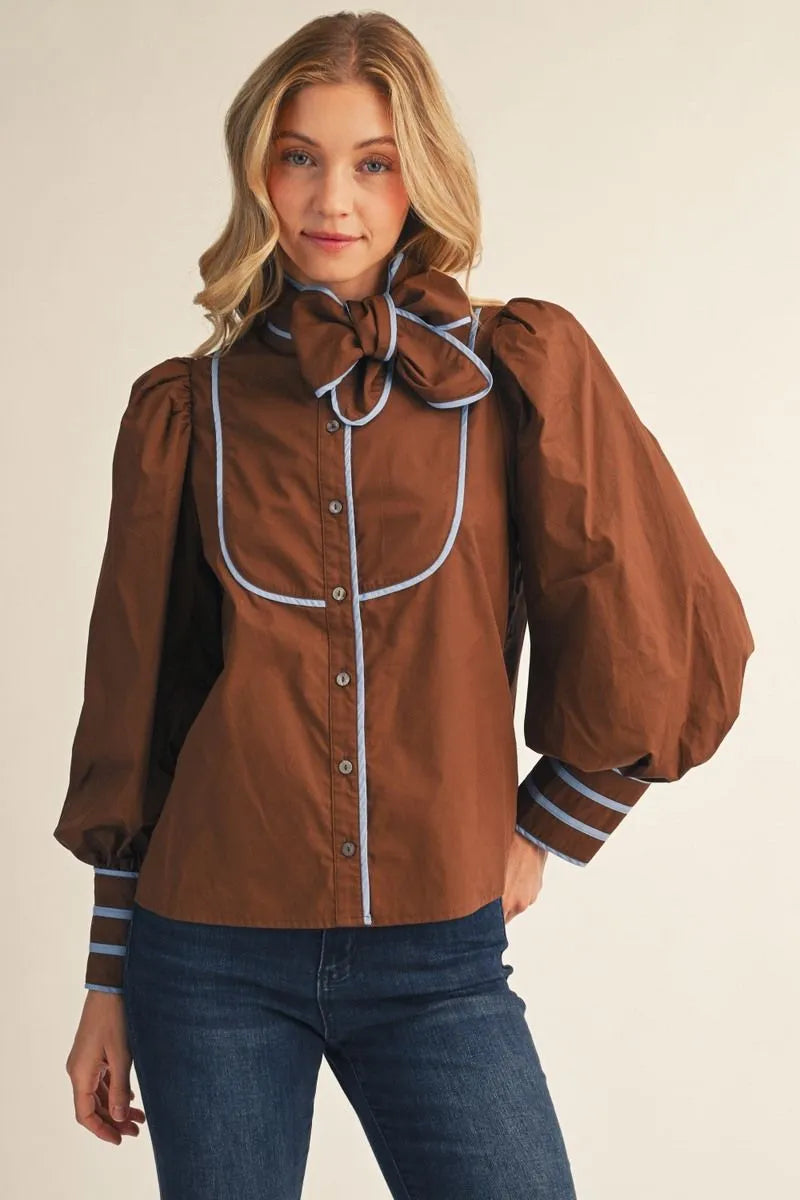Espresso Bow Blouse
