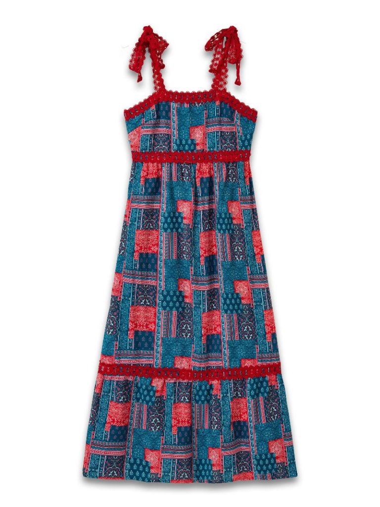 Simply Southern Lace Red & Blue Patchwork Dress