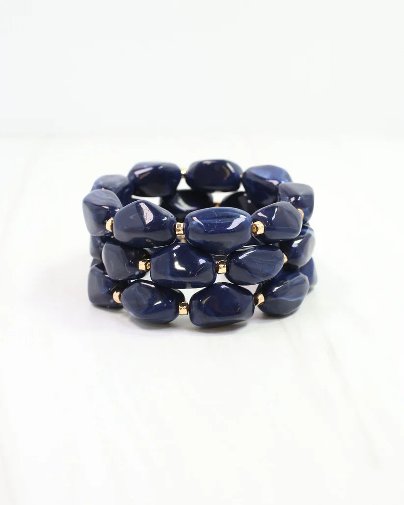 Eimy Beaded Stretch Bracelet Set Navy