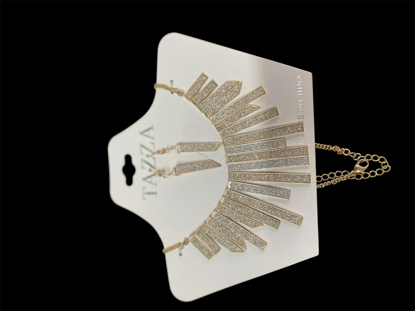 Gold Bar Dangle Sparkle Necklace