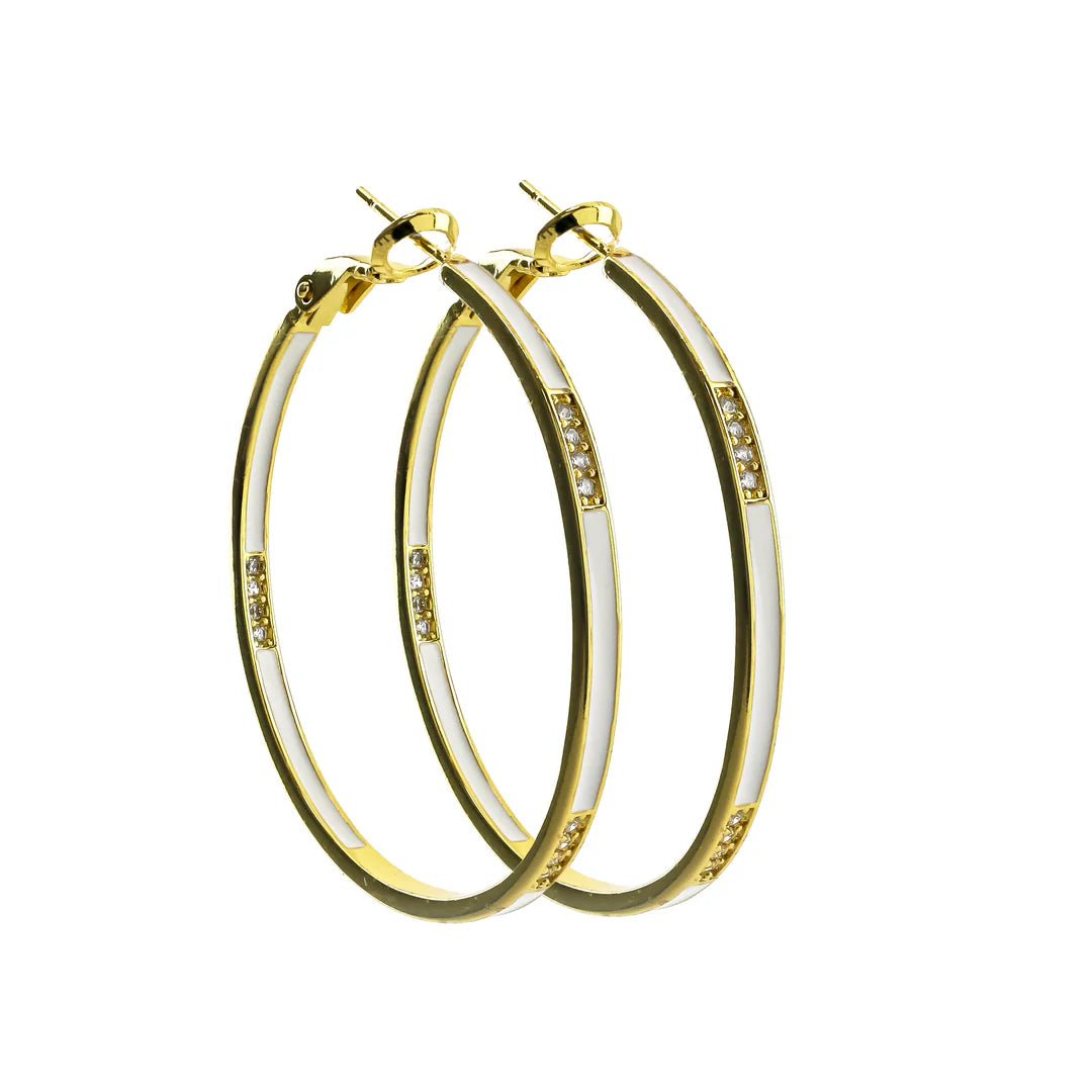 Erimish Becky White and Gold Earrings