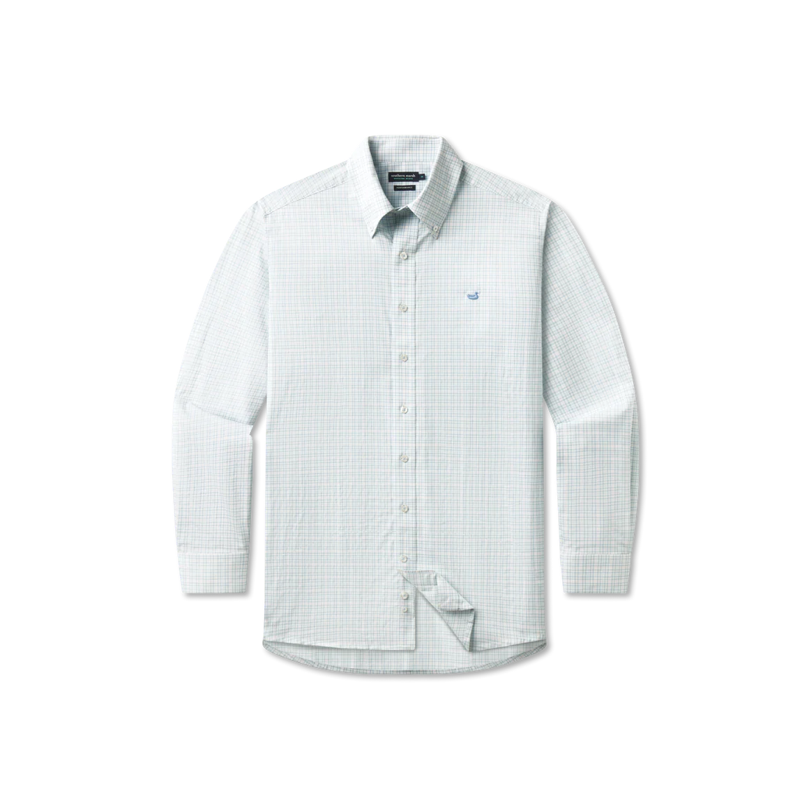 Southern Marsh Dyre Performance Gingham Dress Shirt- Light Blue and Mint