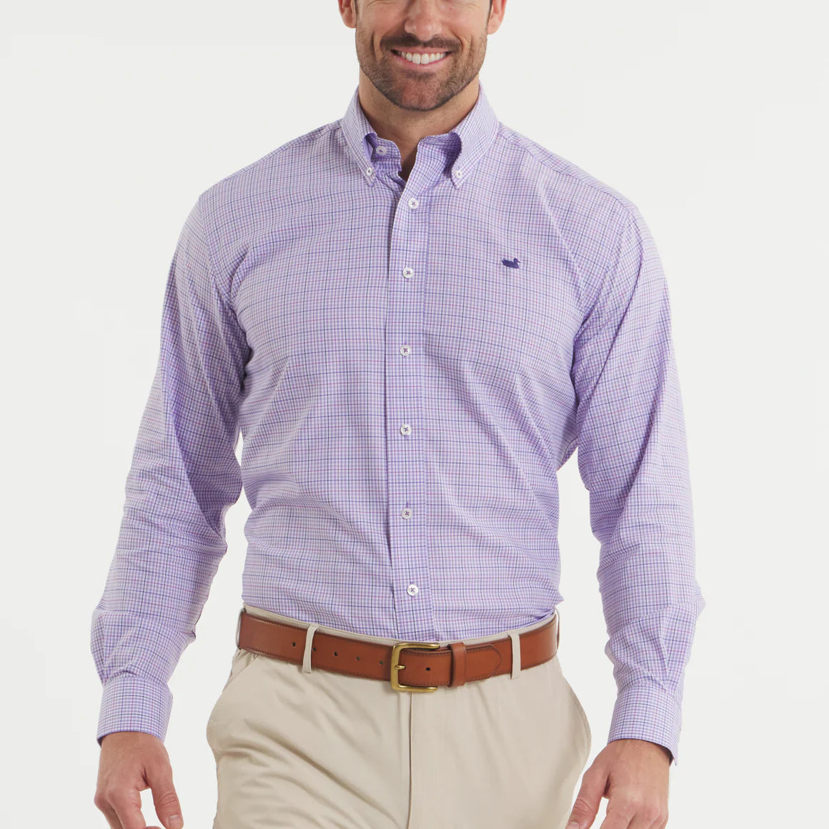 Southern Marsh Dyer Performance Gingham Dress Shirt Wharf Purple & Wine / Small