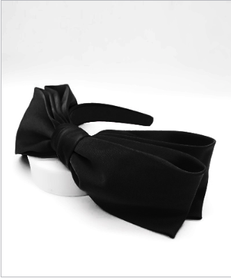 Black Solid Big Bow Headband